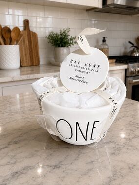 Rae Dunn White Ceramic 'ONE' Measuring Cup